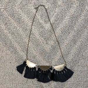Feather Boho Retro Chic Necklace | Black & Gold